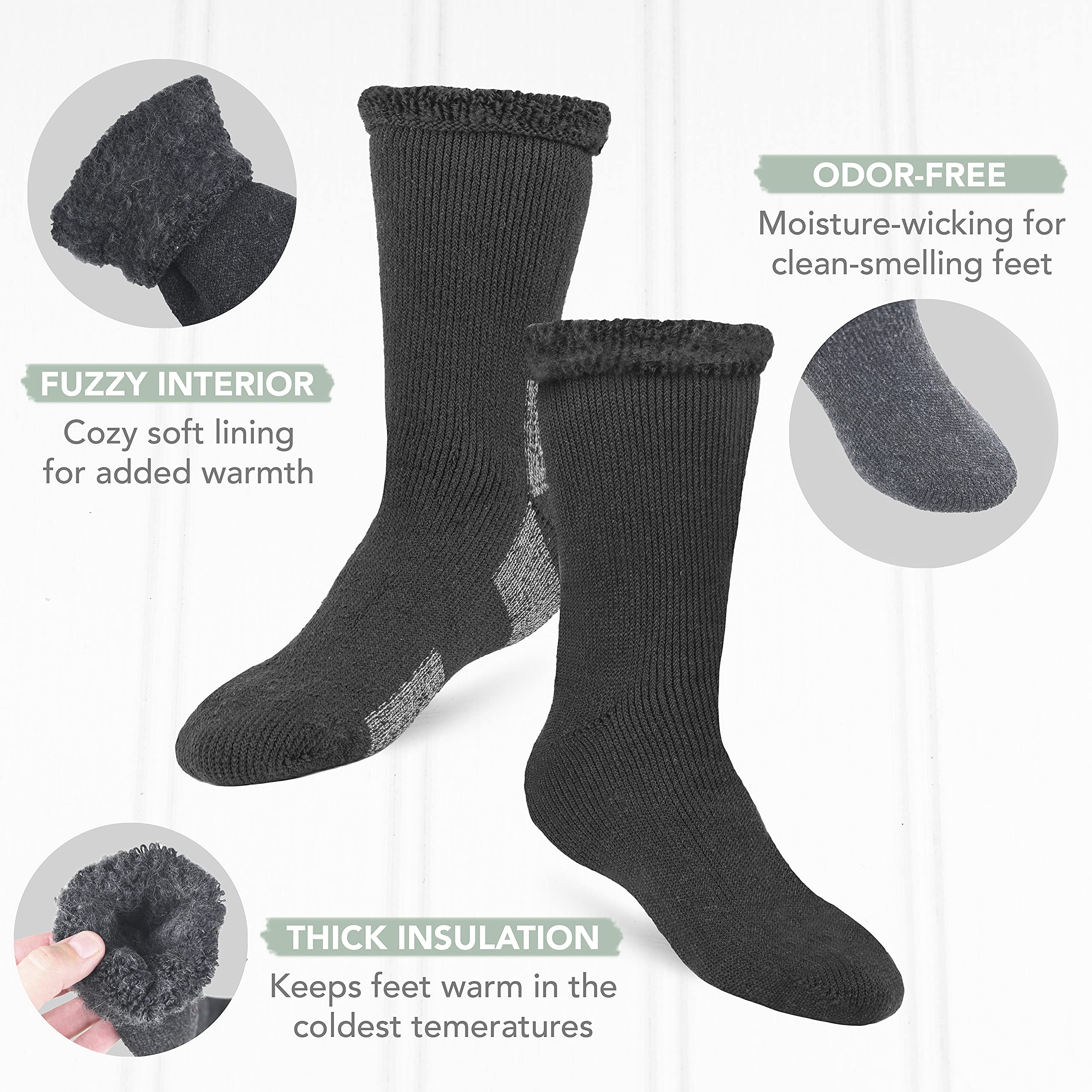 Debra Weitzner Thermal Socks For Men and Women - Thick Heated Winter Boot Socks - Insulated for Extreme Cold Weathers 4 Pairs