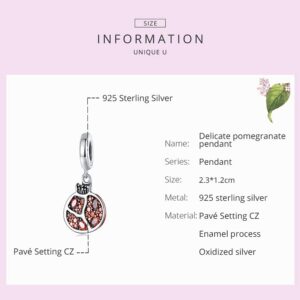 Delicate Pomegranate Pendant Charm 925 Sterling Silver Charm Fits For Pandora Bracelet Necklace