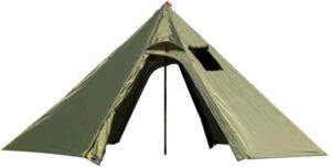 danchel outdoor mountaincattle hot tent with stove jack, waterproof easy set up tent for family camping and backpacking, hiking, hunting (green, 13.1ft dia.)