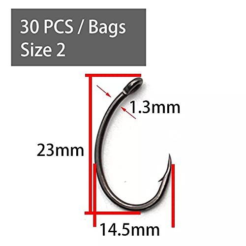 Fishinghooks 3 0PCS, Sea Water/Freshwater Fish Hook, High Carbon Steel Coated Puncture Fishing Accessories Fish Hook Fishing Hook (Color : 2#, Size : 30pcs)