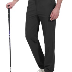 Rdruko Men's Stretch Golf Pants Quick Dry Lightweight Casual Dress Pants with Pockets(Black,US 34)