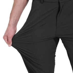 Rdruko Men's Stretch Golf Pants Quick Dry Lightweight Casual Dress Pants with Pockets(Black,US 34)