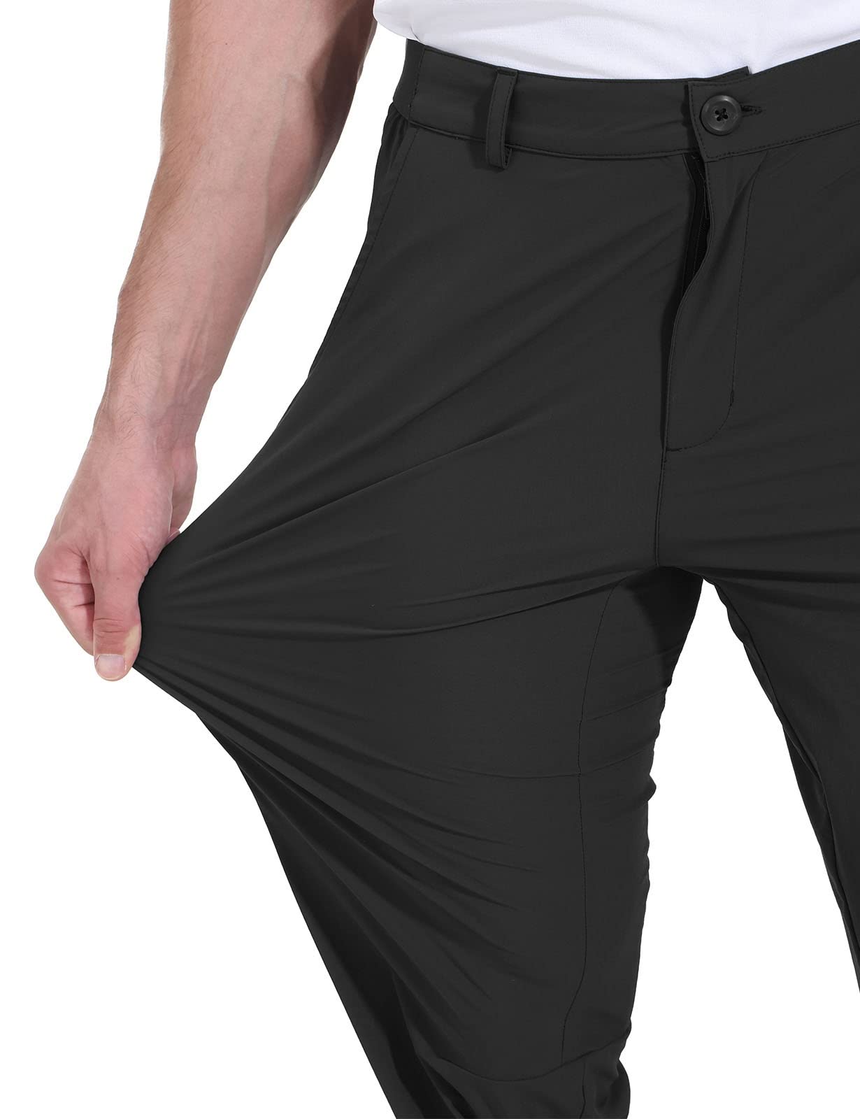 Rdruko Men's Stretch Golf Pants Quick Dry Lightweight Casual Dress Pants with Pockets(Black,US 34)