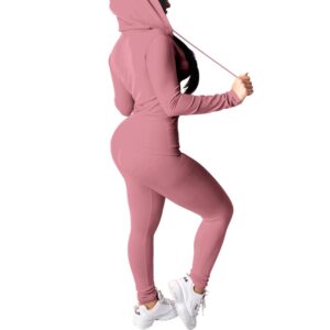 Mrskoala Two Piece Outfits for Women Jogger Sets Workout Sweat Suits Tracksuit Pants Set Lightpink S