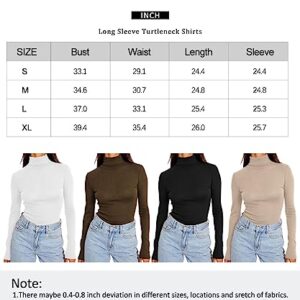 Trendy Queen Womens Long Sleeve Tops Mock Neck Turtleneck Shirts Slim Fit Basic Layering Stretch Soft Thermal Undershirts Trendy Fall Winter Going Out Tops 2024 Black