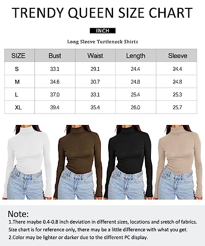 Trendy Queen Womens Long Sleeve Tops Mock Neck Turtleneck Shirts Slim Fit Basic Layering Stretch Soft Thermal Undershirts Trendy Fall Winter Going Out Tops 2024 Black