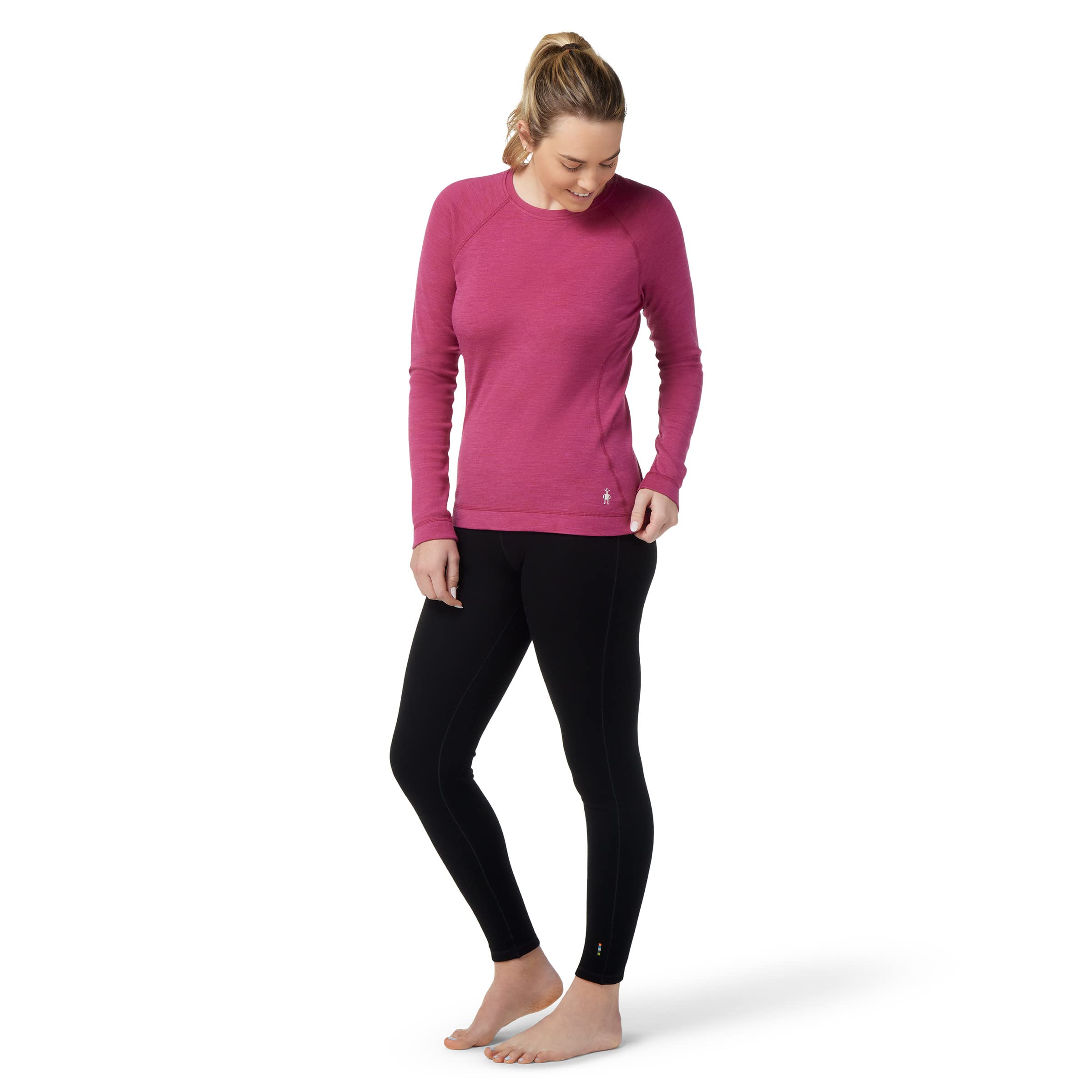 Smartwool Women's Classic Thermal Merino Wool Base Layer Crew (Slim Fit), Festive Fuchsia Heather, Small