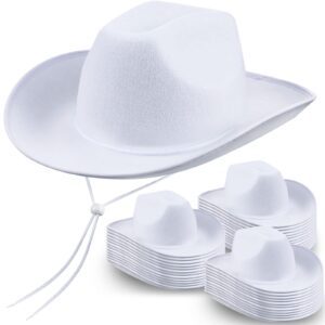 janmercy 36 pcs cowboy hats white western plain cowboy hats texan cowboy hat with adjustable neck drawstring for wedding party stage performance birthday decor