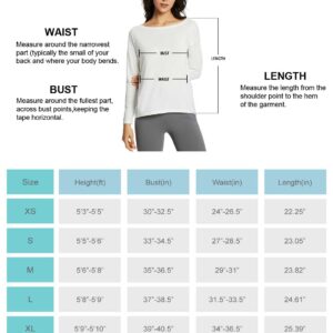 BALEAF Womens Long Sleeve Workout Tops Active Running Shirts Loose Fit Quick Dry Athletic Yoga Tee Shirts Lightweight Casual Fall White XL