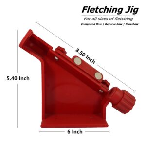 M.SJUMPPER ARCHERY Fletching Jig with Straight Helix Clamps Adjustable Fletch Tool Feather Stick Kit for DIY Repair Arrows Bolts (Red)