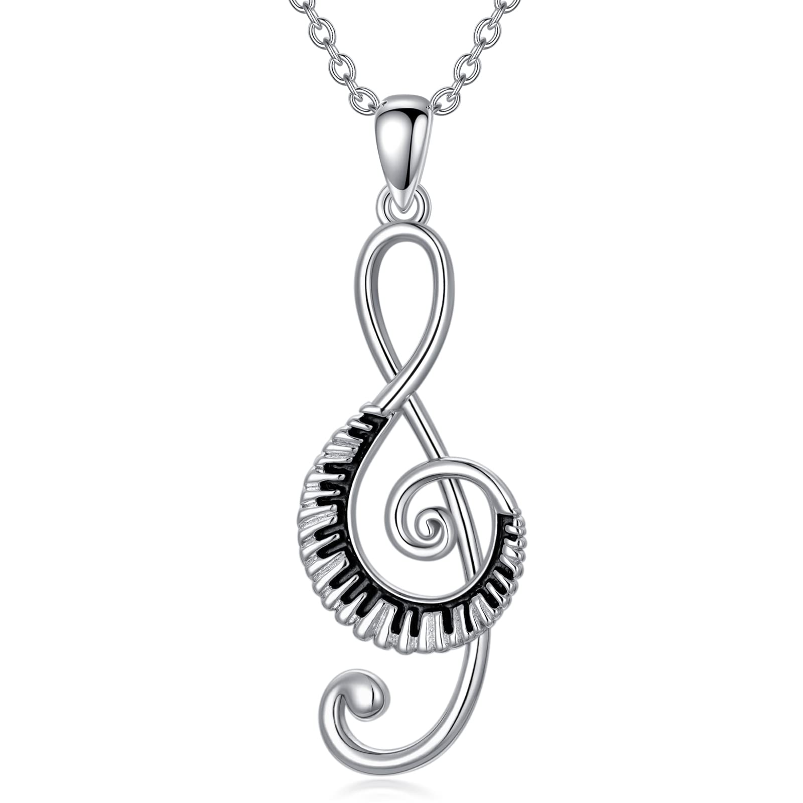 MEIDERBO Music Note Necklace Piano Keyboard Necklace 925 Sterling Silver Treble Clef Pendant Musical Jewelry Gifts for Women Music Lover