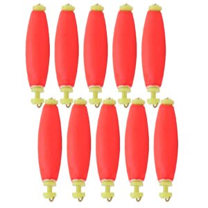 plplaaoo peg floats, 10pcs eva fishing foam cigar floats, red fishing bobber with pipe plug, multi‑purpose fish feed baits used for outdoor winter ice fishing rod, oval and solid, 2.6x0.6in