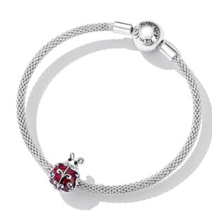 Pattern Ladybug Charm 925 Sterling Silver Charm Fits For Pandora Bracelet Necklace