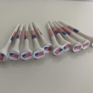 American Flag Wood Golf Tees - 2 3/4 inch 100 tees per Pack - USA Golf Tees - Red, White, and Blue - American Flag in Tee Cup - Value Pack - Custom Design - Golf Essentials -