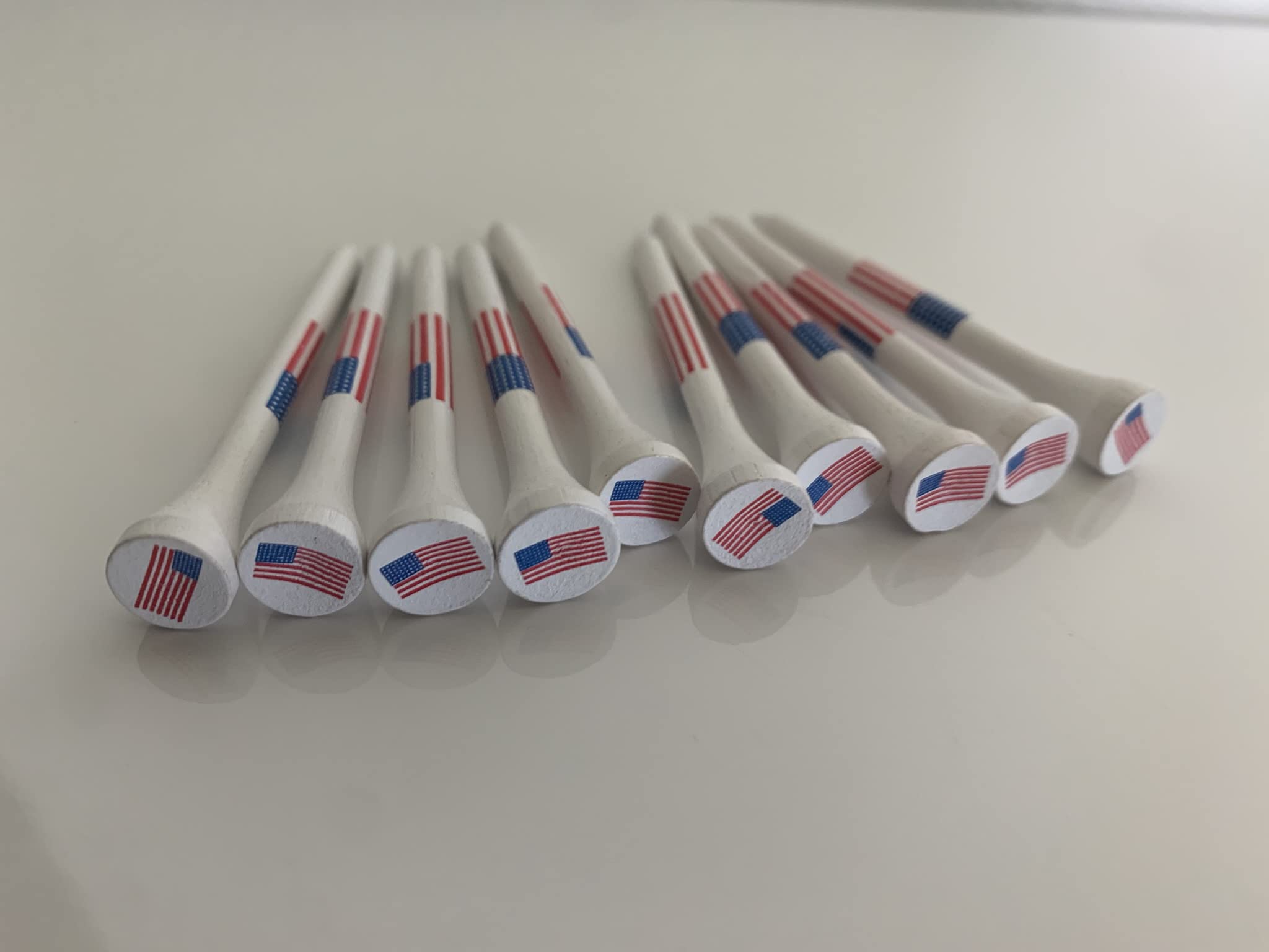 American Flag Wood Golf Tees - 2 3/4 inch 100 tees per Pack - USA Golf Tees - Red, White, and Blue - American Flag in Tee Cup - Value Pack - Custom Design - Golf Essentials -