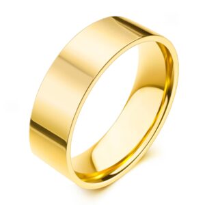 18k Gold Plated 6mm Daily Stacker Band Ring High Polished Minimalist Statement Band Ring Size 7