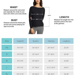 BALEAF Women's Long Sleeve Workout Tops Active Running Shirts Loose Fit Quick Dry Athletic Yoga Tee Shirts Lightweight Casual Fall Black L