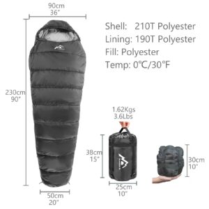 Mantuole Heated Sleeping Bag 5pcs Multi USB Power Support Heating Pads,Operated with Battery Power Bank or Other USB Power Supplies, Mummy Style. Black-Basic with 20000mah Battery Pack