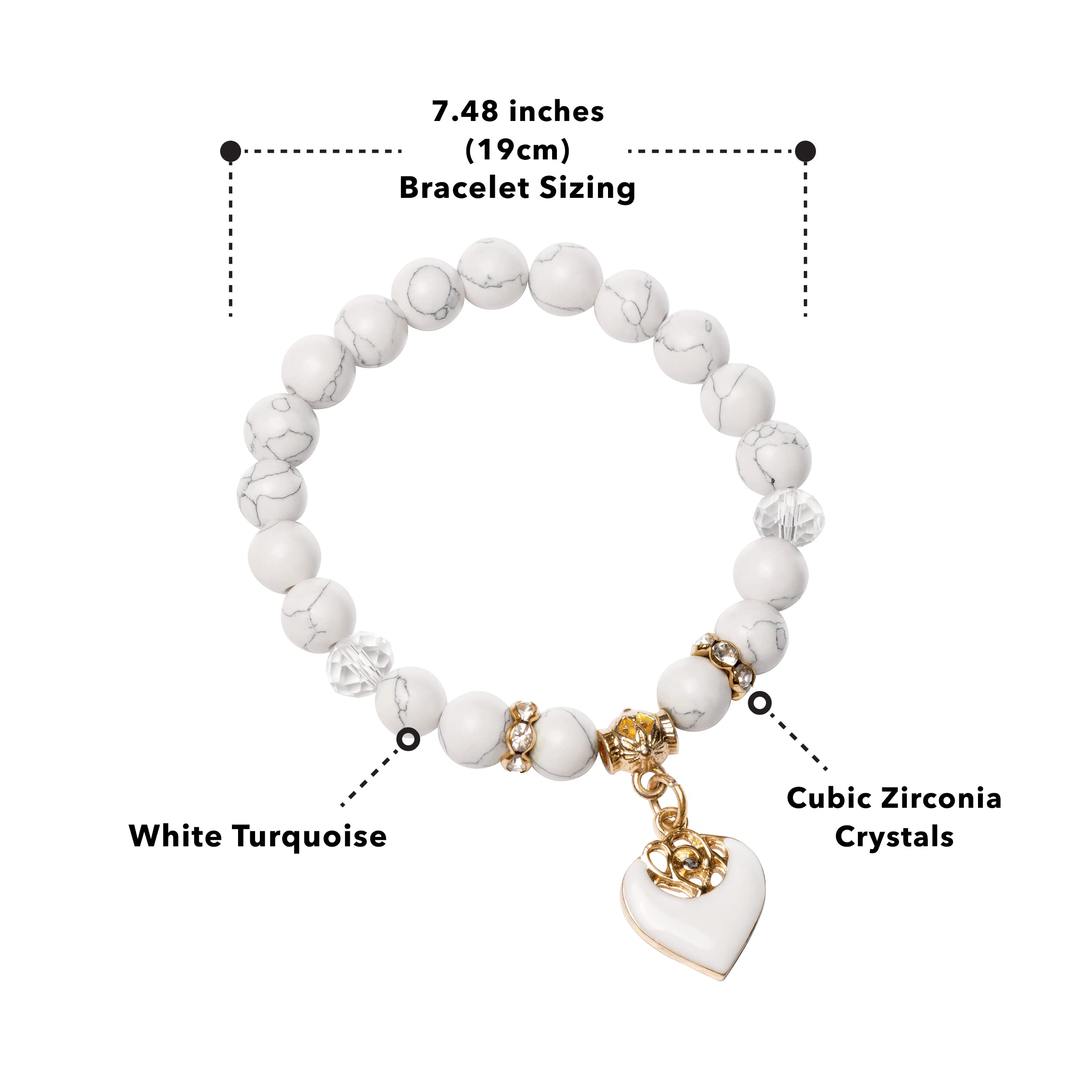 White Rose Beaded Bracelet, Cubic Zirconia