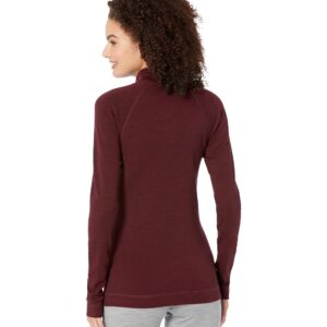 Smartwool Women's Classic Thermal Merino Wool Base Layer — Quarter Zip (Slim Fit), Black Cherry Heather, X-Large