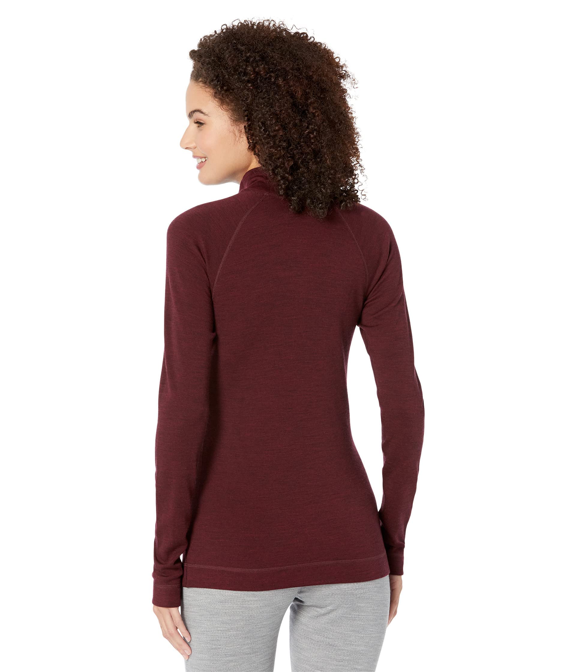 Smartwool Women's Classic Thermal Merino Wool Base Layer — Quarter Zip (Slim Fit), Black Cherry Heather, X-Large