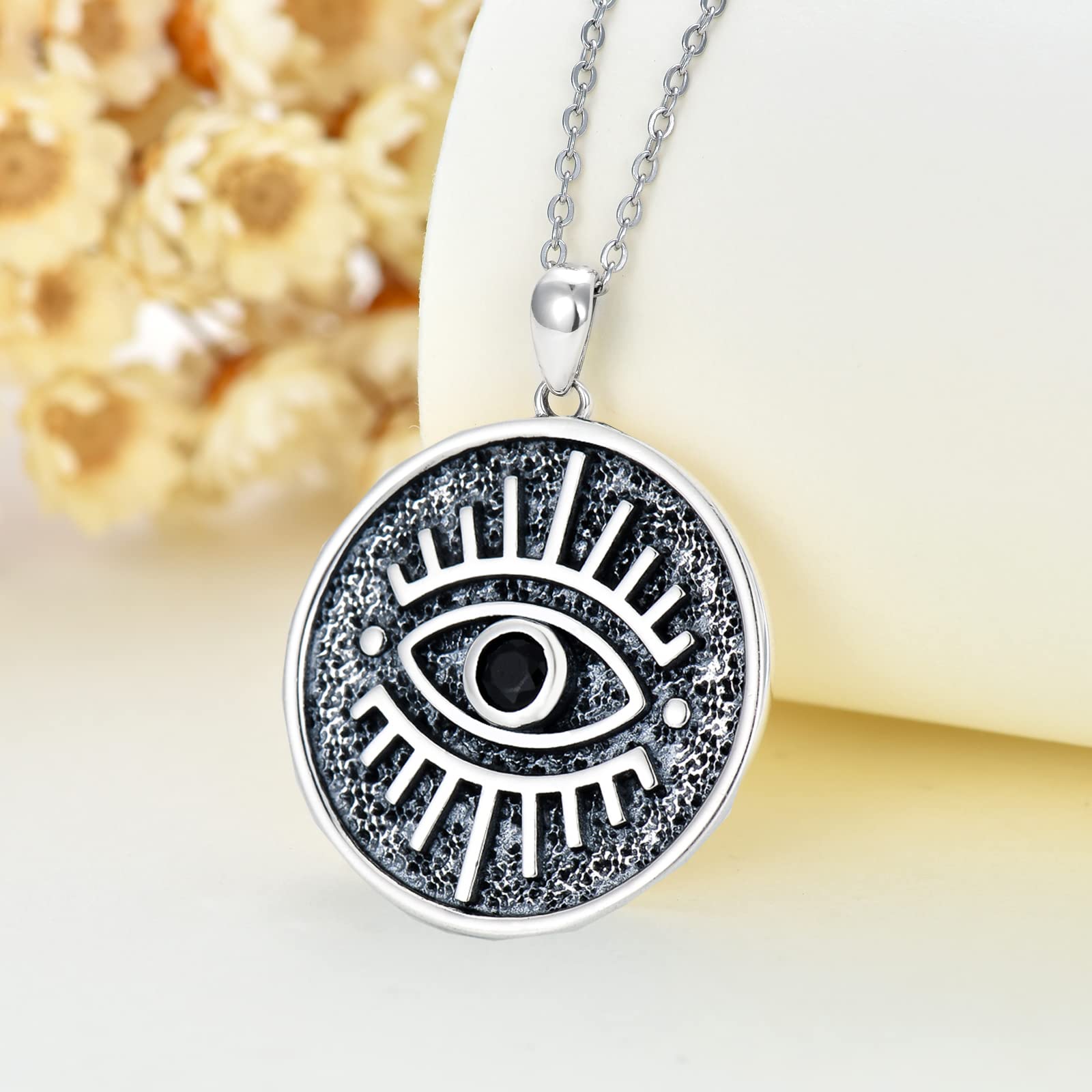 PDTJMTG Sterling Silver Evil Eye Necklace for Women Men Lucky Protection Gift