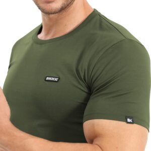 BROKIG Mens TDry Bold Gym Workout T-Shirt,Casual-Fit Training Bodybuilding Short Sleeve Shirts Men(X-Large,Army Green)