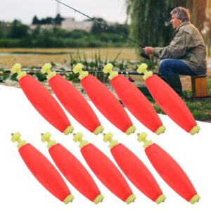 plplaaoo Peg Floats, 10pcs EVA Fishing Foam Cigar Floats, Red Fishing Bobber with Pipe Plug, Multi‑Purpose Fish Feed Baits Used for Outdoor Winter Ice Fishing Rod, Oval and Solid, 2.6x0.6in