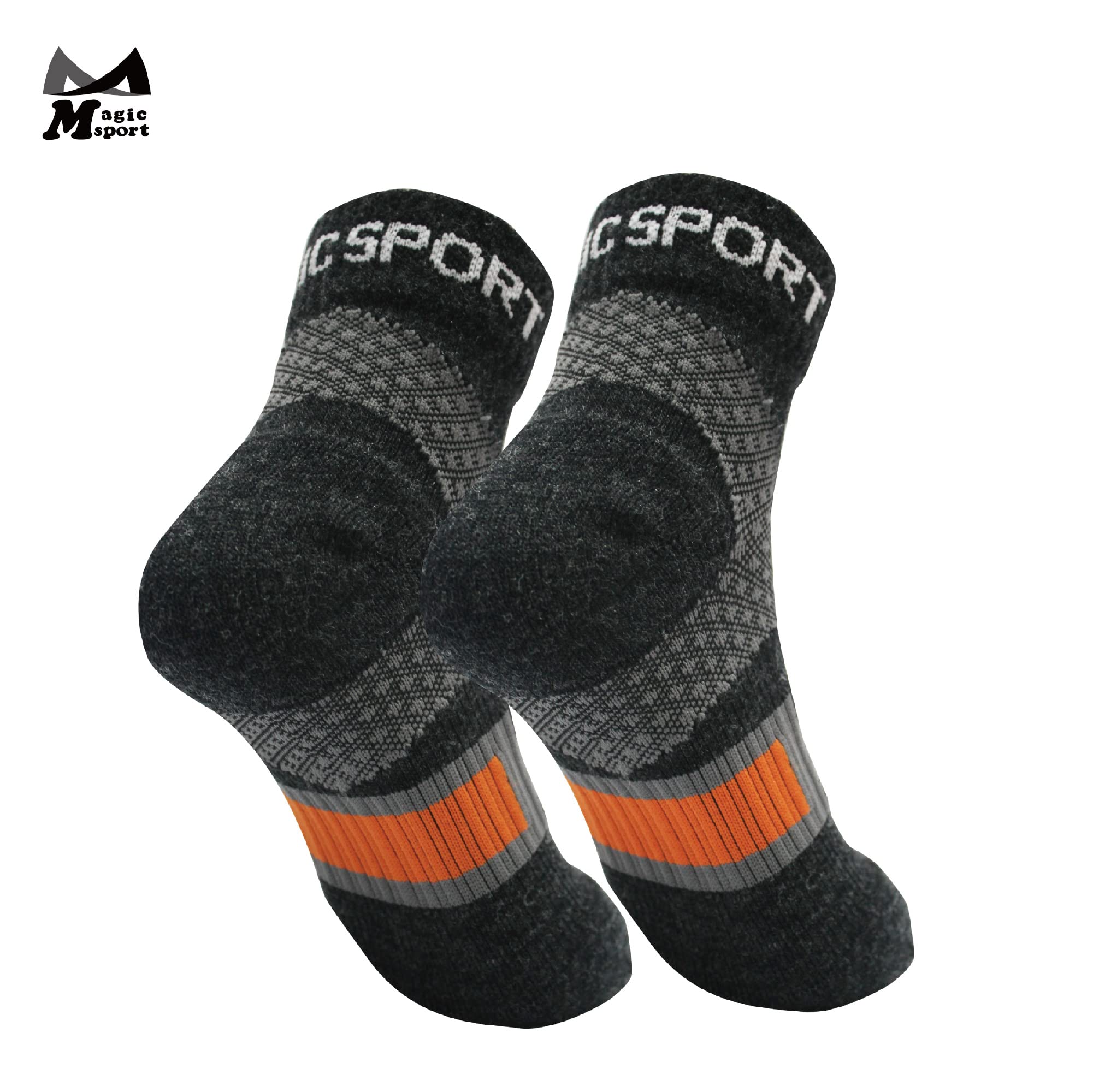 M Magic Sport Merino Wool Hiking Above Ankle Cushioned Hiking Socks for Men, Women (L-XL)