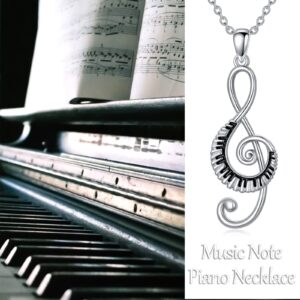 MEIDERBO Music Note Necklace Piano Keyboard Necklace 925 Sterling Silver Treble Clef Pendant Musical Jewelry Gifts for Women Music Lover