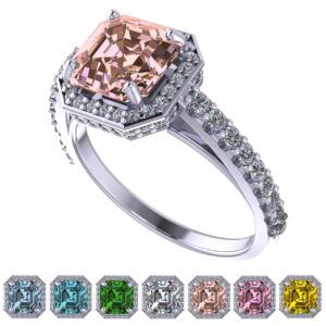 NANA Jewels 2ct Pure Brilliance Zirconia Halo Engagement Ring-Asscher Cut-Morganite-7.5