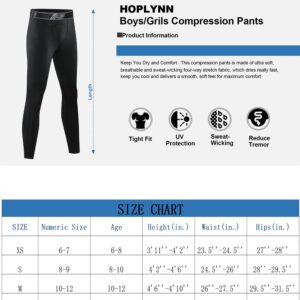 HOPLYNN 4 Pack Youth Boy’s Compression Pants Leggings Tights Quick Dry Athletic Base Layer Under Pants Gear for Kid’s Football Basketball Sports -2 Black 1 Blue 1 Grey-M