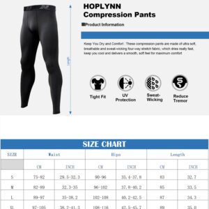 HOPLYNN 4 Pack Compression Pants Tights Leggings Men, Winter Baselayer for Running Workout Sports Yoga-2 Black 1 Grey 1 Blue-2XL