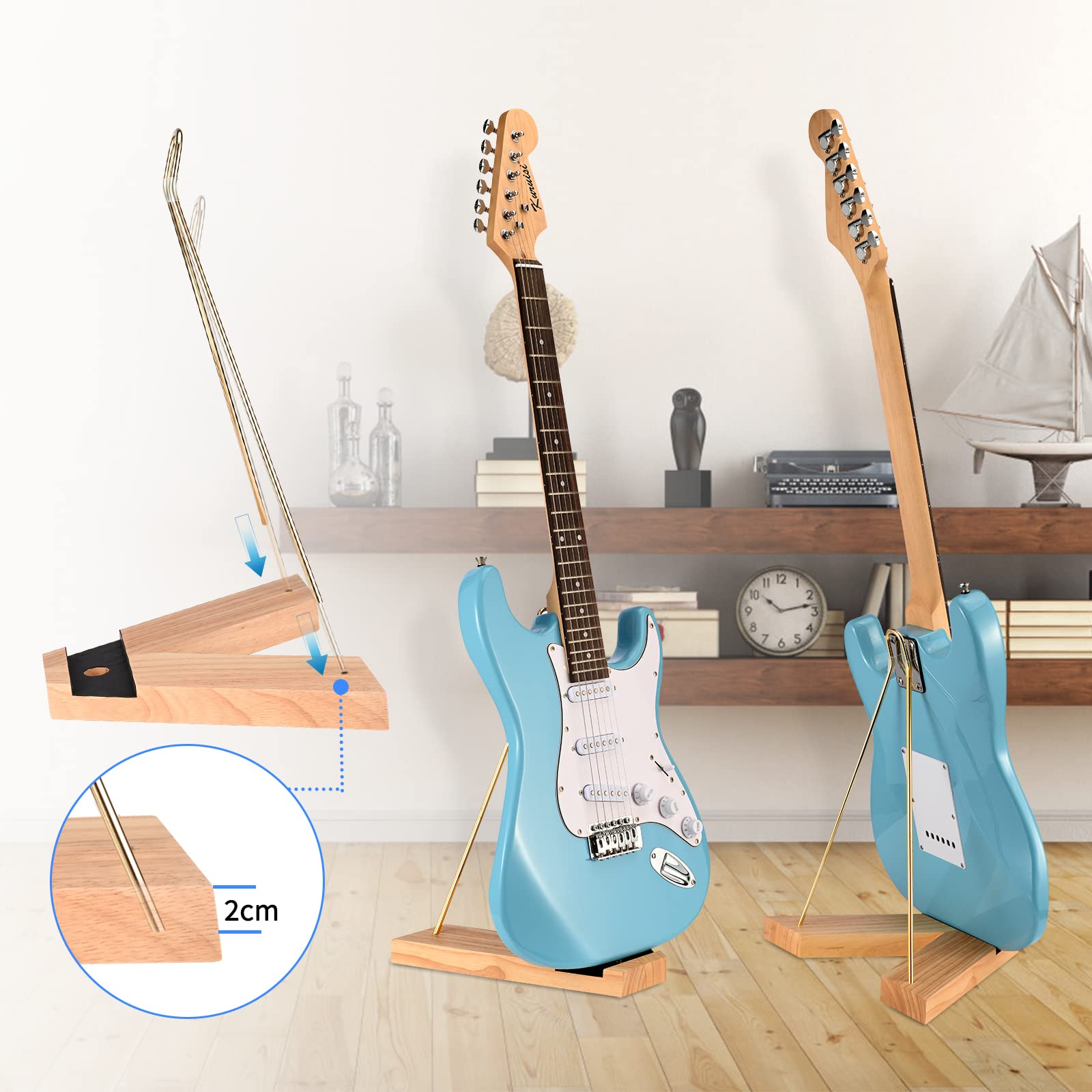 SUNYIN Electric Guitar Stand Bass Stand Wooden Floor Stand For Bass And Electric Guitar Minimalism Removable And Collapsible Oak Guitar Holder Stand Gifts for Electric and Bass Guitar Players