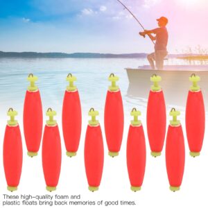 plplaaoo Peg Floats, 10pcs EVA Fishing Foam Cigar Floats, Red Fishing Bobber with Pipe Plug, Multi‑Purpose Fish Feed Baits Used for Outdoor Winter Ice Fishing Rod, Oval and Solid, 2.6x0.6in