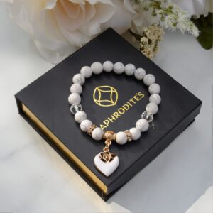 White Rose Beaded Bracelet, Cubic Zirconia