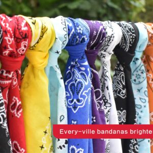 6 Pack Classic Cotton Bandanas in a Gift Box - 22x22in, Paisley, Red/Black/Blue - Western Cowboy Head Bandanna Scarf in Bulk