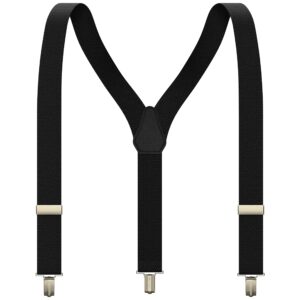 Bow Tie House Mens Classy Slim Suspenders for Men & Women Y-back Shape 1 inch wide (Large, 11 Black)