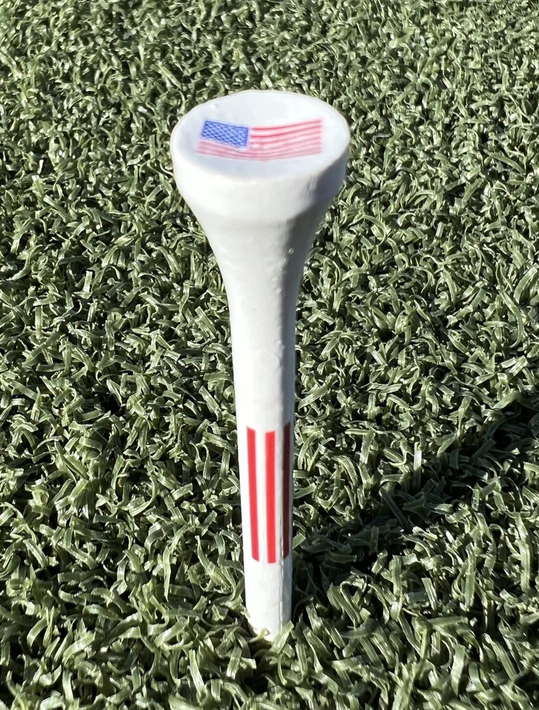 American Flag Wood Golf Tees - 2 3/4 inch 100 tees per Pack - USA Golf Tees - Red, White, and Blue - American Flag in Tee Cup - Value Pack - Custom Design - Golf Essentials -