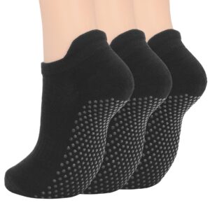 zando pilates socks non slip barre socks for women anti slip hospital socks with grips for women cozy yoga socks gripper socks black compression non skid ankle socks running 3/black one size