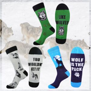 Jeasona Wolf Gifts for Men Funny Fun Crazy Mens Wolf Crew Socks