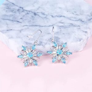 Drop Earrings Eardrop Crystal for Women Snowflake Gemst1s Flower Earring Dangler Earings Studs for Women (Blue, 1 Size)