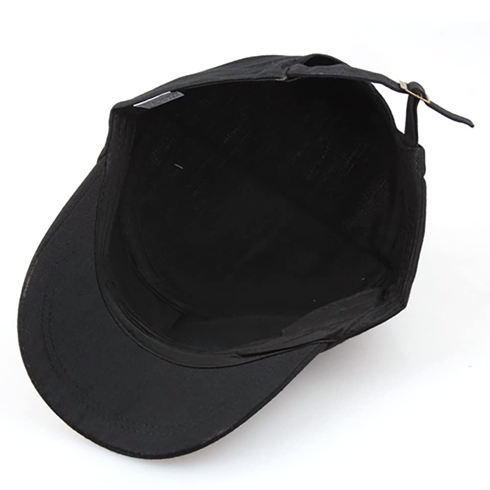 2 Pcs Black Unisex Cadet Army Cap Military Hat Combat Cap Breathable Baseball Cap Adjustable Flat Top Cap for Men Women