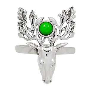 xtremegems deer - composite kingman green mohave turquoise 925 silver ring s.6 allr-14698