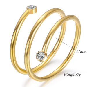 MYNENEY Stainless Steel Braided Wrap Wave Stacking Promise Statement Cocktail Party Ring (Gold, 10)