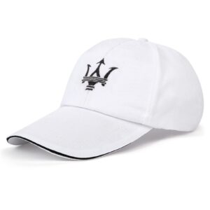 ARKOSKNIGHT Adjustable Embroidered Baseball Caps Maseretti-Logo Racing Motor Hat Fashion Street Dancing Sports Travel(White)