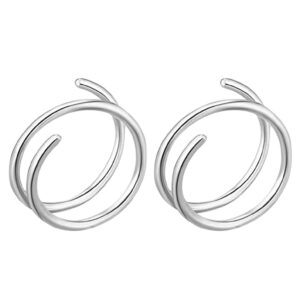 1 Pair Double Nose Hoop Ring for Single Piercing Nose Hoop, Stainless Steel Spiral Nose Rings Hoop, Nostril Piercing Jewelry for Women Men (1 Pair, A01#Silver)