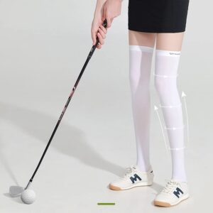 Hopply Golf Sun Protection Socks UPF50+ Overknee Stocking Ice Silk Breathable Cool Socks for Women School Outdoor Sports (as1, alpha, one_size, regular, regular, 3Pairs-long(white), One size)