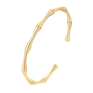 gieiwiw gold plated bangle bracelets for women mother's day gifts adjustable charm bracelets cute bamboo design gold bracelet for women valentines day gifts(gold)