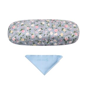 PERFECTSIGHT Hard Shell Portable Eyeglass Case Floral Glasses Case Fabric Surface Women Eyeglass Case for Women & Girls (Blue)